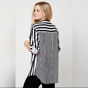 Jane and Delancey Black and White Striped Top